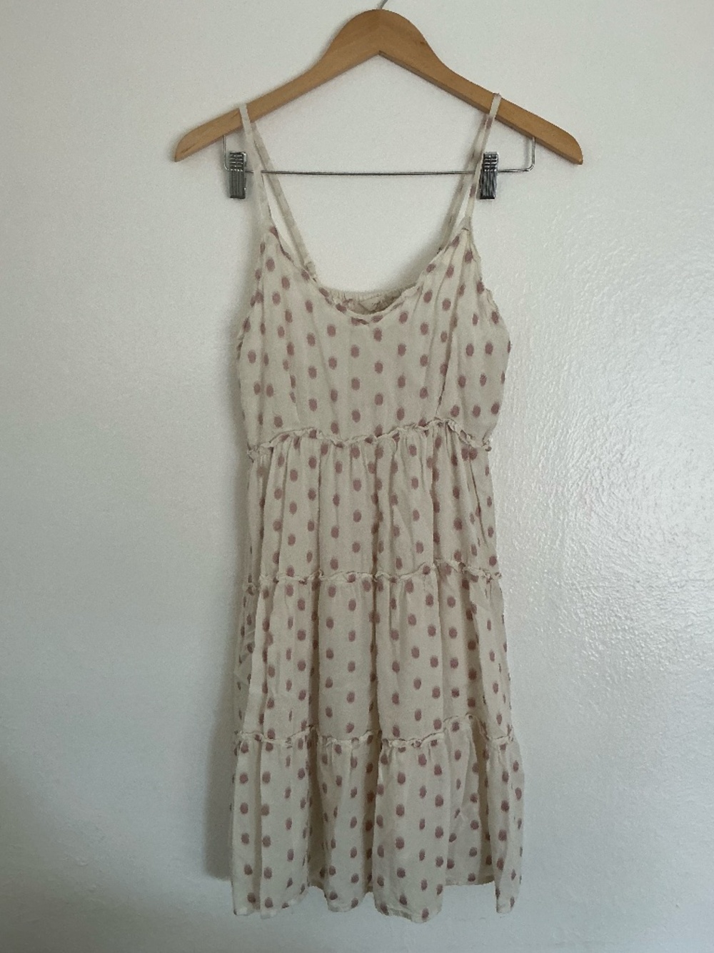 Sim and Sam Euro Summer Polka Dot Tiered Dress Cream Sundress Large